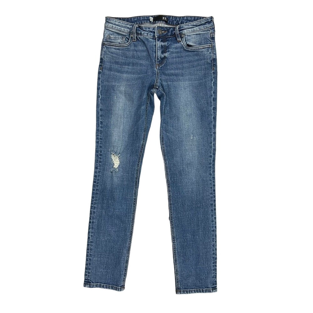 Kut from the Kloth Catherine Boyfriend med wash distressed 9" rise jeans size 6